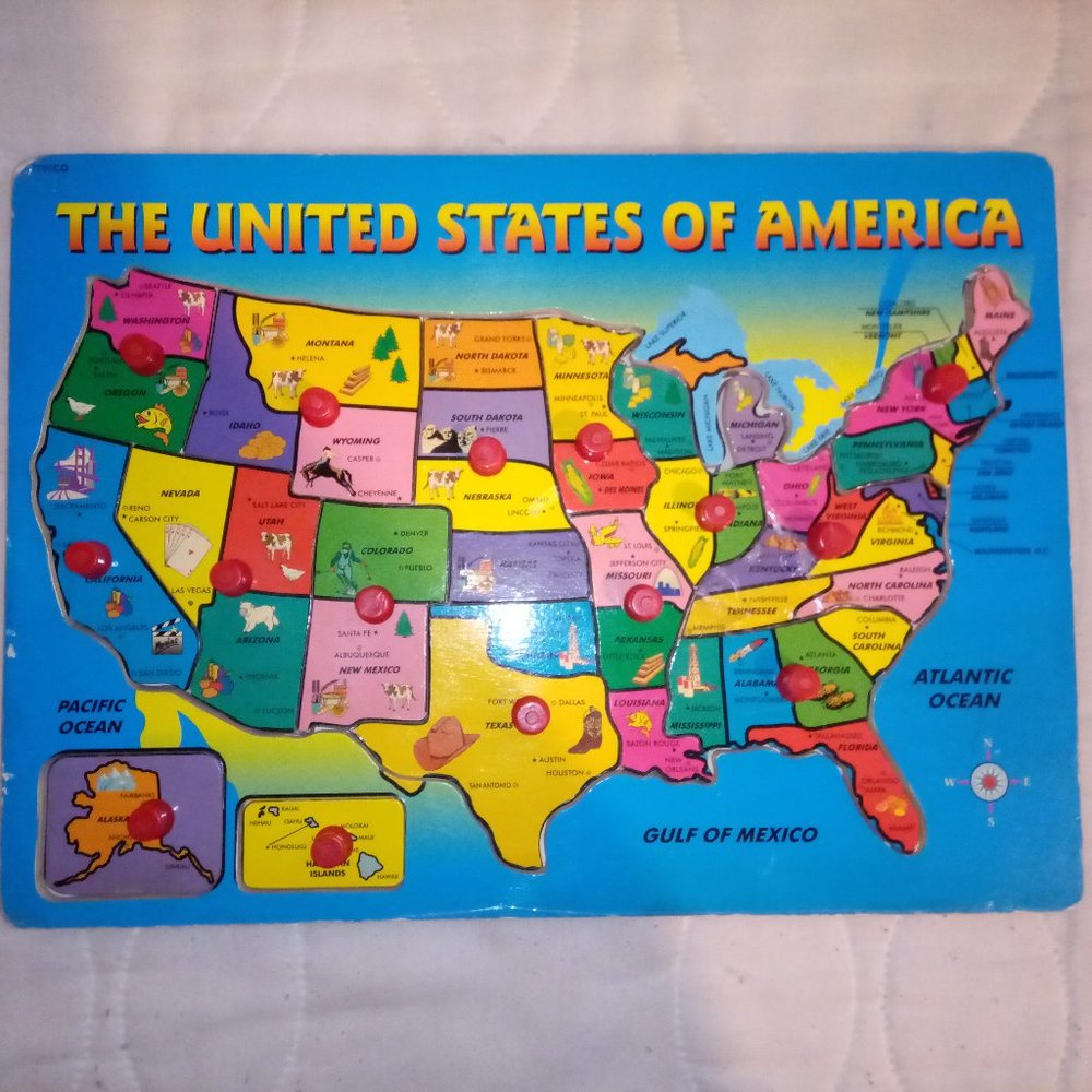 2000-2004 Wooden ABC's, 123's, and USA Map Kids Puzzles